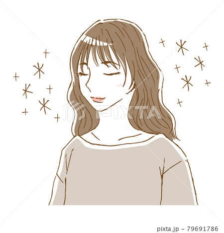 満足そうに微笑む女性のイラスト 満足そうに微笑む女性のイラスト 79691786