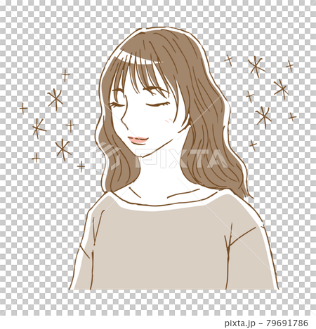 満足そうに微笑む女性のイラスト 満足そうに微笑む女性のイラスト 79691786