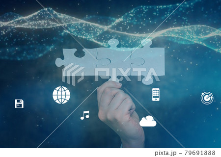 Hand Holding Jigsaw Puzzle Piece Unlocking New Futuristic Technologies. Palm Carrying Puzzles Part Displaying Solving Late Innovative Virtual Ideas. Hand Holding Jigsaw Puzzle Piece Unlocking New Futuristic Technologies. Palm Carrying Puzzles Part Displaying Solving Late Innovative Virtual Ideas. 79691888
