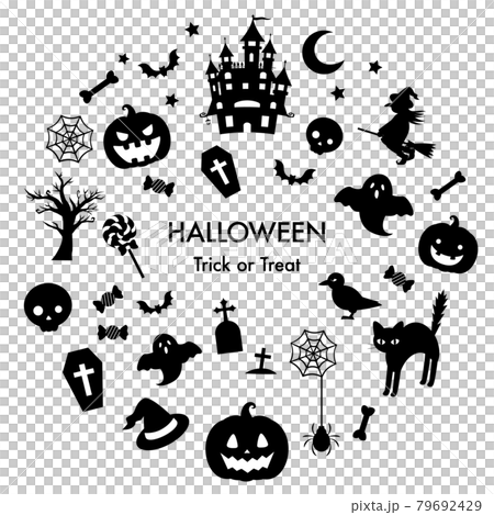 可愛くておしゃれなハロウィンのアイコンのべクターイラストセットフレーム(背景,シルエット,影) 可愛くておしゃれなハロウィンのアイコンのべクターイラストセットフレーム(背景,シルエット,影) 79692429