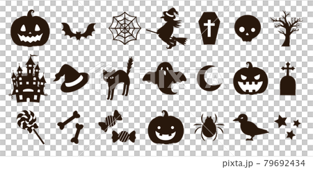 可愛くておしゃれなハロウィンのアイコンのべクターイラストセットフレーム(背景,シルエット,影) 可愛くておしゃれなハロウィンのアイコンのべクターイラストセットフレーム(背景,シルエット,影) 79692434