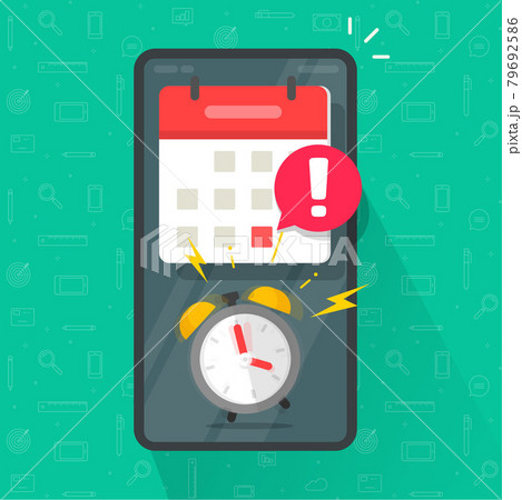 Mobile phone reminder with important due date deadline online app in calendar organizer message alert, cellphone caution notification notice with alarm clock signaling meeting or project event warning Mobile phone reminder with important due date deadline online app in calendar organizer message alert, cellphone caution notification notice with alarm clock signaling meeting or project event warning 79692586