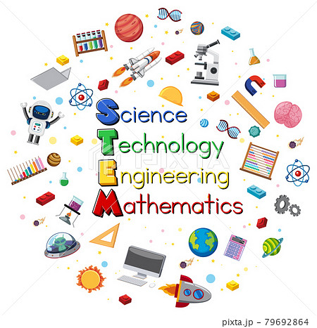 Colourful STEM education text icon Colourful STEM education text icon 79692864