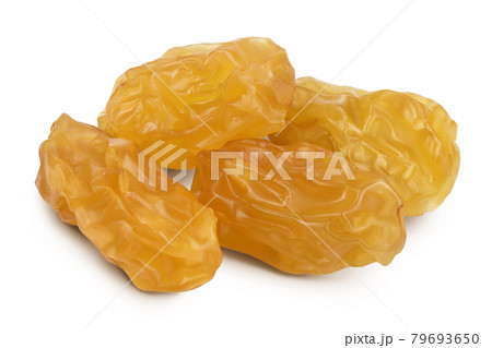 Yellow raisin isolated on white background with clipping path and full depth of field 79693650