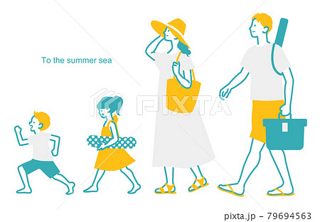 海水浴に行く家族のイラストカット ベクター 夏 海 海水浴に行く家族のイラストカット ベクター 夏 海 79694563