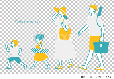 海水浴に行く家族のイラストカット ベクター 夏 海 海水浴に行く家族のイラストカット ベクター 夏 海 79694563