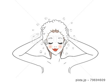 洗髪する可愛い女性のイラスト素材