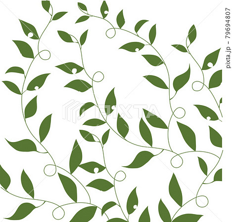 手描きの葉っぱ ライン 緑 壁紙のイラスト素材