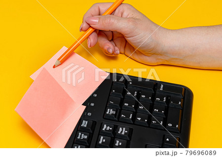 Hands Pointing Pressing Computer Keyboard Keys Typewriting New Ideas. Fingers Tapping Typing Fresh Thoughts Using Wireless Notebook Keypad. Hands Pointing Pressing Computer Keyboard Keys Typewriting New Ideas. Fingers Tapping Typing Fresh Thoughts Using Wireless Notebook Keypad. 79696089