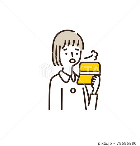 銀行通帳を見て落ち込む女性のイラスト 銀行通帳を見て落ち込む女性のイラスト 79696880