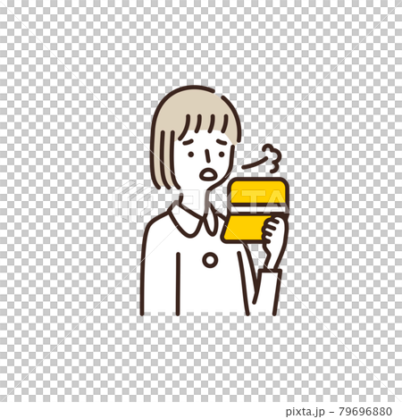 銀行通帳を見て落ち込む女性のイラスト 銀行通帳を見て落ち込む女性のイラスト 79696880