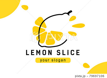 yellow lemon in abstract doodle style. Logo of company Fresh juice. yellow lemon in abstract doodle style. Logo of company Fresh juice. 79697106