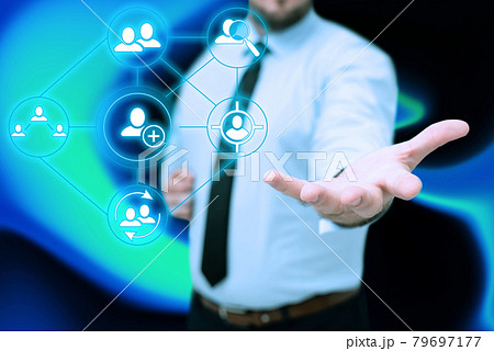 Man In Uniform Side Standing Stretching Hand Holding New Futuristic Technologies. Gentelman Extending Palms Carrying New Innovative Concepts. Man In Uniform Side Standing Stretching Hand Holding New Futuristic Technologies. Gentelman Extending Palms Carrying New Innovative Concepts. 79697177