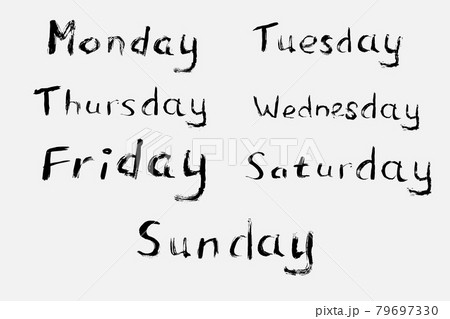 The days of the week, hand-drawn with a brush. The days of the week, hand-drawn with a brush. 79697330
