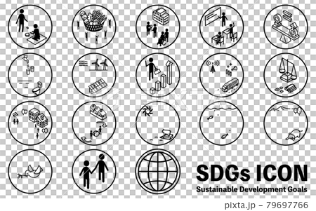 SDGs，17 個目標圓形圖標，黑白版本 79697766