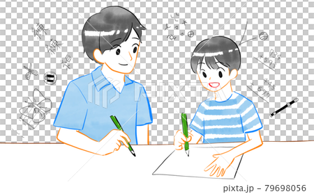 在課桌上學習的兒童和成人（三年級小學生） 79698056