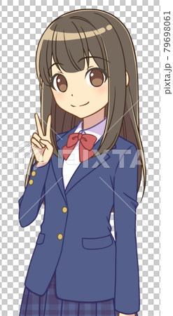 A girl in a blazer making a peace sign A girl in a blazer making a peace sign 79698061