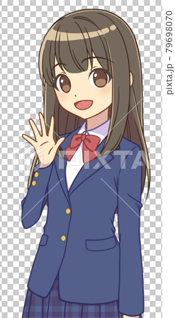 Girl in a blazer raising her hand Girl in a blazer raising her hand 79698070