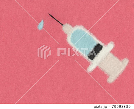 ちぎり絵 ワクチン 予防接種 注射のかわいいイラストのイラスト素材 7969