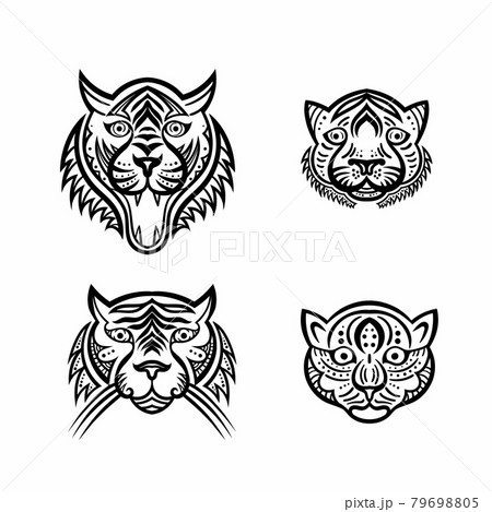 Tattoo sketch style tiger family vector art Tattoo sketch style tiger family vector art 79698805