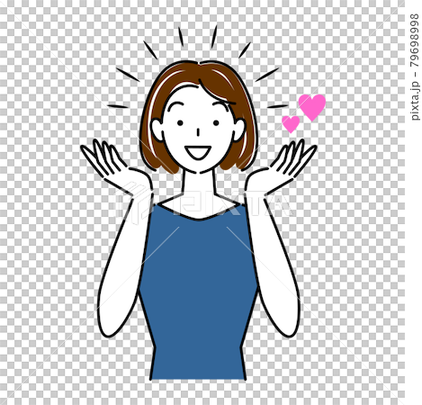 様々なヘアケア対策を施した結果に満足し喜んでいる笑顔の可愛い女性 イラスト シンプル ベクター 79698998