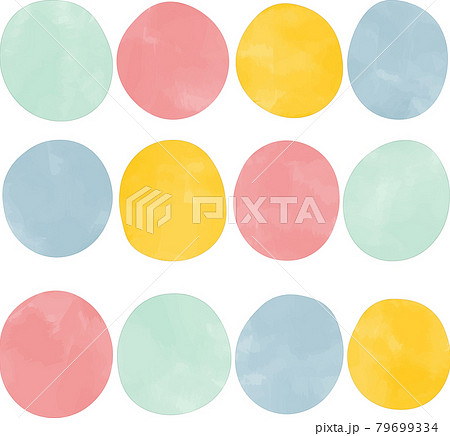 ポップなピンク、イエロー、ブルー、グリーンの手描き水彩風丸吹き出しセットのイラスト素材 [79699334] - PIXTA