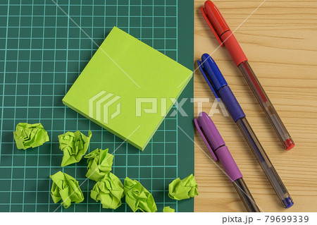 Multiple Assorted Collection Office Stationery Photo With Pens Pencils Notepads Notebook Ruler Stapler Scissors Clippers Paper Clips Holders Clipboard Placed Over Table 79699339