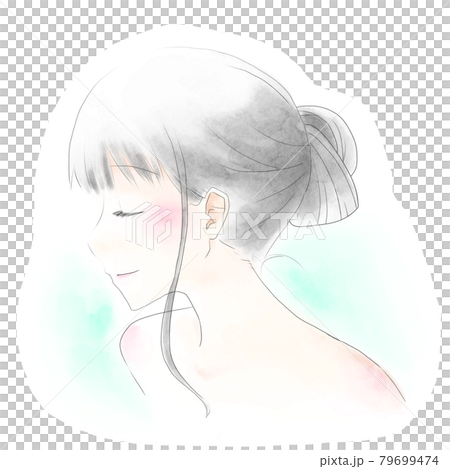 女性の横顔 水彩風 おだんごヘアのイラスト素材 [79699474] - PIXTA 
