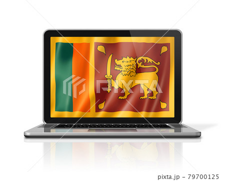 Sri Lanka flag on laptop screen isolated on white. 3D illustration 79700125