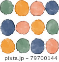 和風なピンク、オレンジ、ブルー、グリーンの手描き水彩風丸吹き出しセット 79700144