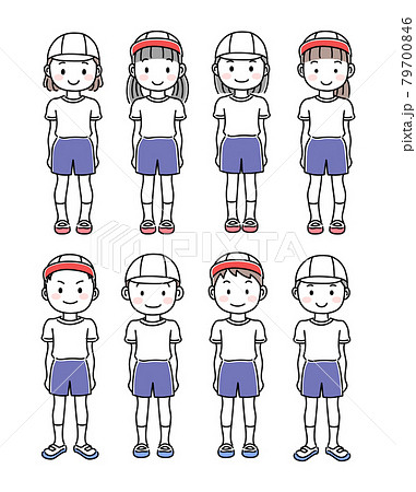 体操服の男子と女子の整列　全身 79700846