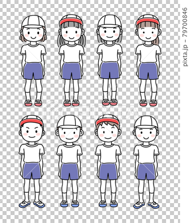 体操服の男子と女子の整列　全身 79700846