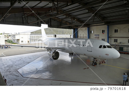 Aircraft parked in the hangar. State Aircraft Repair Plant Aircraft parked in the hangar. State Aircraft Repair Plant 79701618