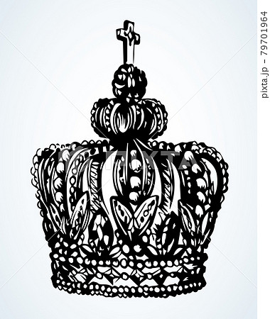 Precious golden crown. Vector drawing 79701964