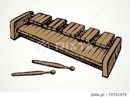 Musical instrument xylophone. Vector doodle symbol Musical instrument xylophone. Vector doodle symbol 79701976