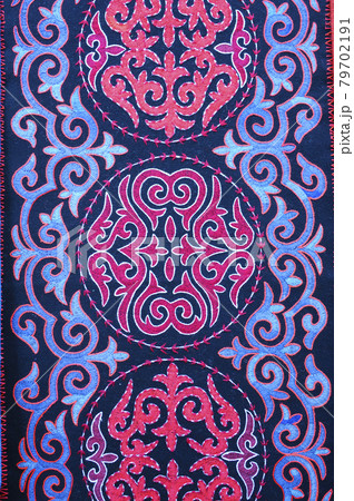 Traditional Kyrgyz colorful embroidery suzani, carpet Traditional Kyrgyz colorful embroidery suzani, carpet 79702191