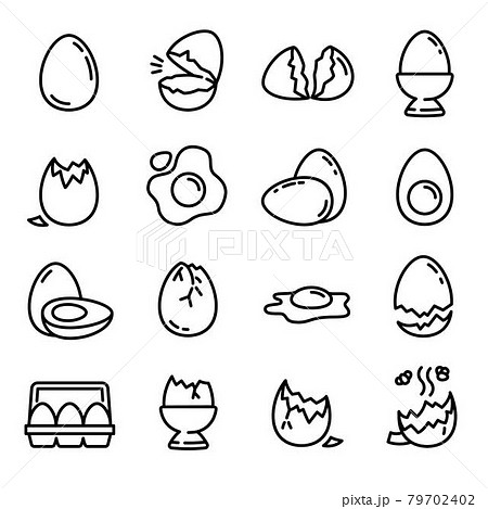 Eggshell icons set, outline style 79702402