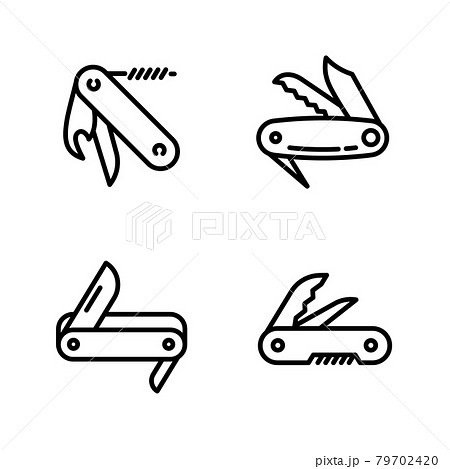 Penknife icons set, outline style 79702420