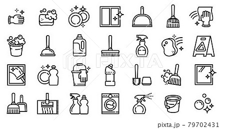 Cleaner equipment icons set, outline style 79702431