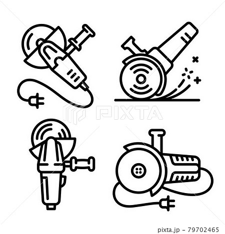 Angle grinder icons set, outline style 79702465
