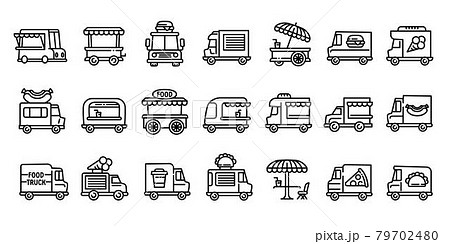 Food truck icons set, outline style 79702480