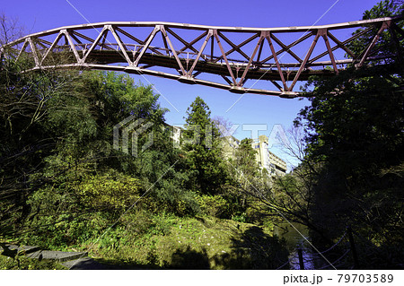 紅葉の山中温泉鶴仙渓とあやとりはし 紅葉の山中温泉鶴仙渓とあやとりはし 79703589