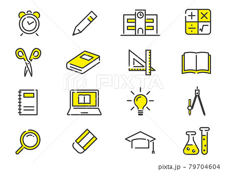 ベクターイラスト素材 学習 勉強のアイコンセット コレクションのイラスト素材