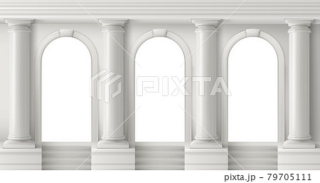 Ancient greek temple with white pillars 79705111
