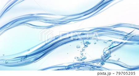 Fresh clean water wave with bubbles and drops 79705205