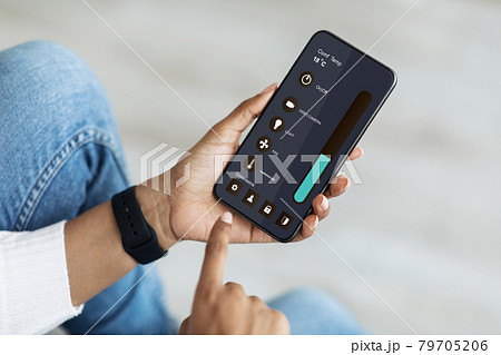 Safety and environmental care in mobile app, cooling in heat, climate control, air conditioning 79705206