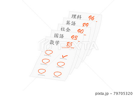 満遍なく高得点なテスト 5教科 ベクターイラストのイラスト素材