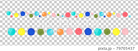 手描き水彩のカラフルドット ラインのイラスト素材