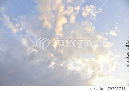 Evening cumulus red and blue clouds over the city Evening cumulus red and blue clouds over the city 79705738