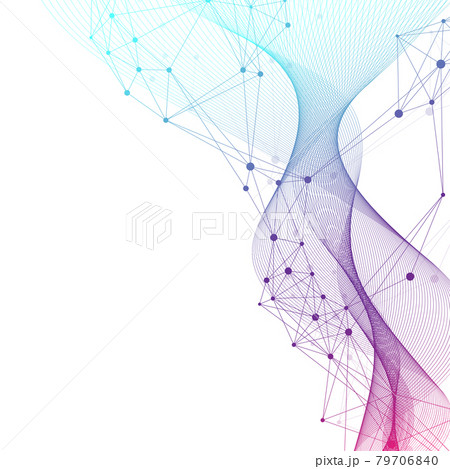 Medical abstract background with health care icons. Medical technology network concept. Connected lines and dots, wave flow, molecules, DNA. Medical background for your design illustration 79706840
